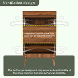 Wooden Entryway Shoe Cabinet with Rattan Doors