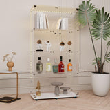 YECHEN 65" Smart Glass Display Cabinet | Bluetooth LED Lights, Music Sync & Swivel Casters – 4-Tier Curio Cabinet