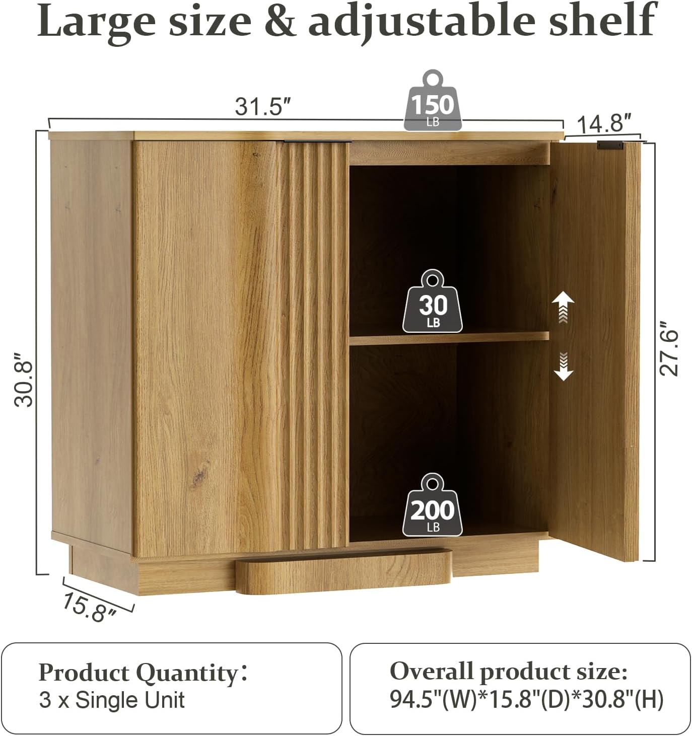 31.5" Modern Buffet Cabinet  With Storage