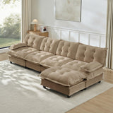 Modular Sectional Sofa with Cloud Cushions | Chenille Fabric | 2/3/4 Seater with Ottoman Options