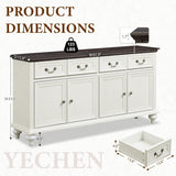 62" Large Farmhouse Buffet Cabinet with 4 Drawers & 4 Doors