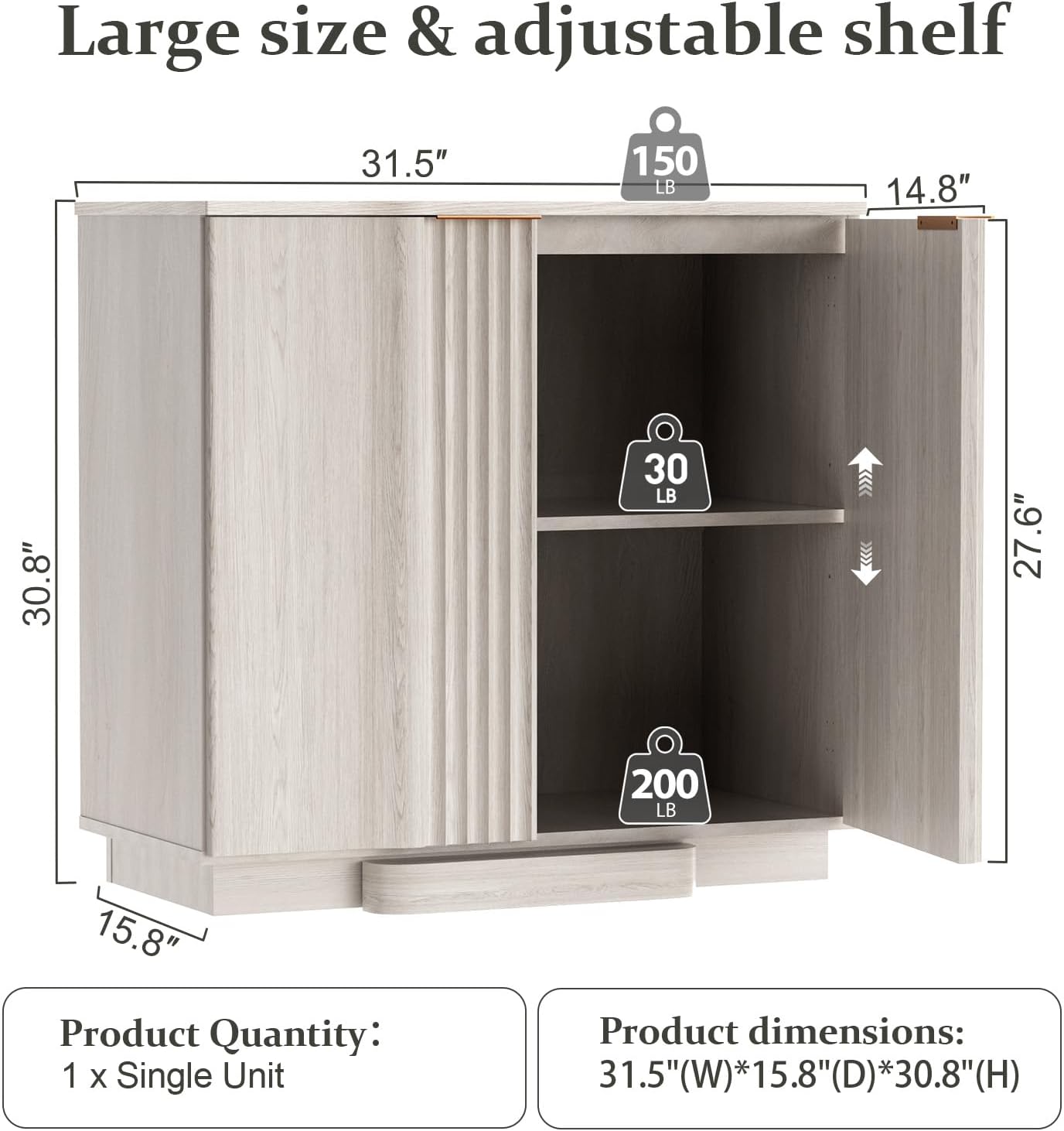 31.5" Modern Buffet Cabinet  With Storage