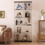 YECHEN Glass Display Cabinet with 5-Shelf | Tempered Glass Curio Cabinet with Lock, Double Doors & Anti-Topple Device
