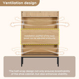 Slim Entryway Shoe Organizer with Half linear Circle Doors