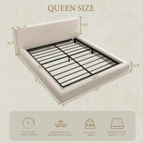 Yechen Cloud Bed Frame | Ribbed Chenille Upholstered Bed with 5.9" Padded Headboard | Queen & King