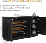 Arched Reeded Design Sideboard Buffet Cabinet