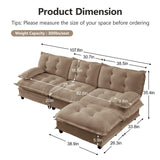 Modular Sectional Sofa with Cloud Cushions | Chenille Fabric | 2/3/4 Seater with Ottoman Options