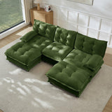 Modular Sectional Sofa with Cloud Cushions | Chenille Fabric | 2/3/4 Seater with Ottoman Options