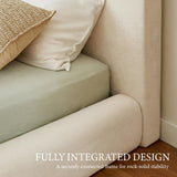 Yechen Cloud Bed Frame | Ribbed Chenille Upholstered Bed with 5.9" Padded Headboard | Queen & King