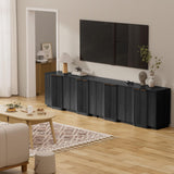 55" Buffet Cabinet with Storage, Modern Fluted Sideboard in Black – FSC Wood, Adjustable Shelves