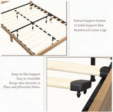 Rattan Boho Bed Frame with Headboard | Full Queen King | Natural Walnut Platform Bed