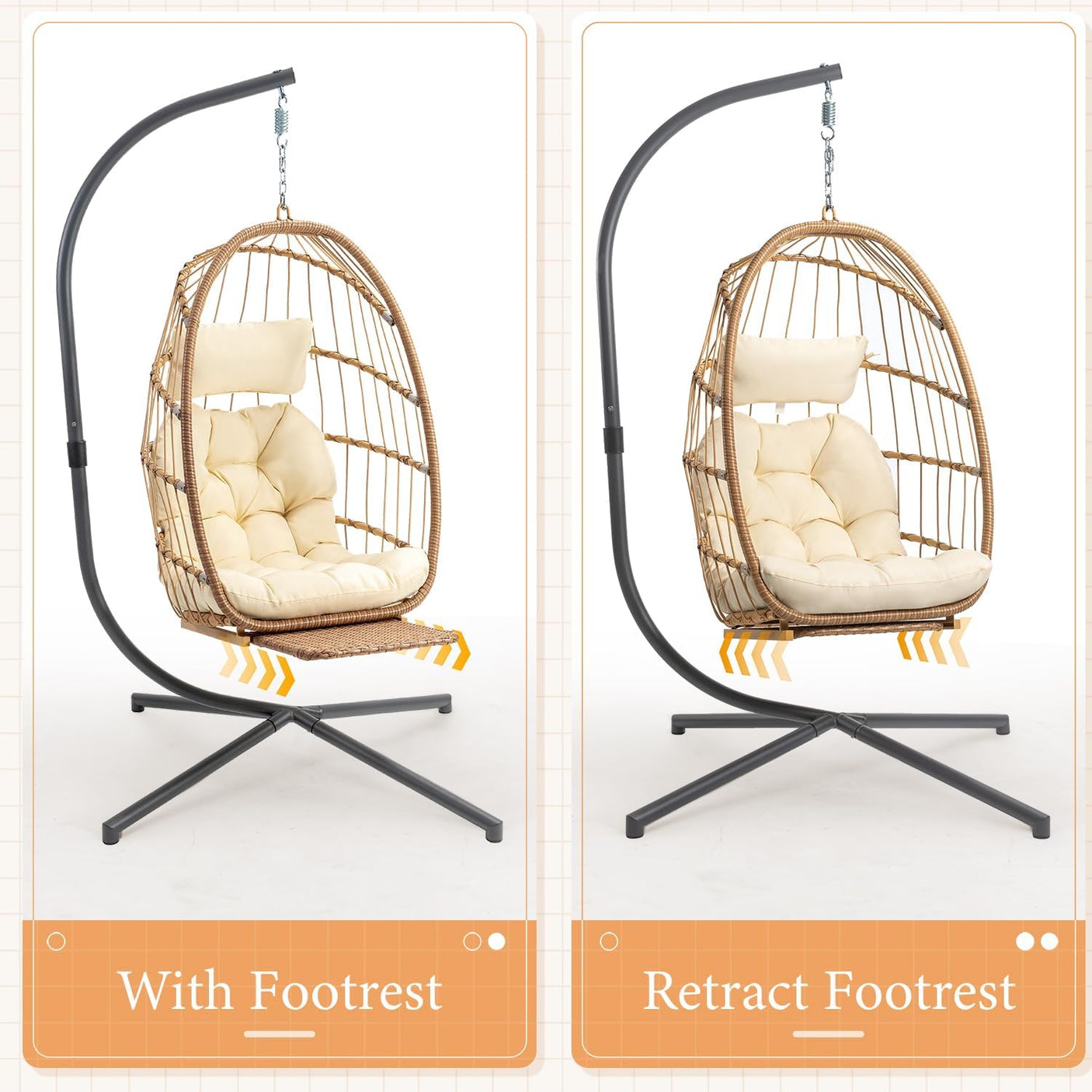 Outdoor Hammock Egg Hanging Chair with Cushion