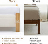 Yechen Upholstered Bed Frame with Fluted Headboard – Solid Pine Wood Legs, No Box Spring Needed | Queen & King