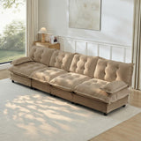Modular Sectional Sofa with Cloud Cushions | Chenille Fabric | 2/3/4 Seater with Ottoman Options
