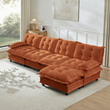 Modular Sectional Sofa with Cloud Cushions | Chenille Fabric | 2/3/4 Seater with Ottoman Options