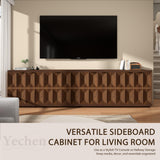 Yechen 59" Walnut Sideboard – Modern 3D Geometric Buffet Cabinet