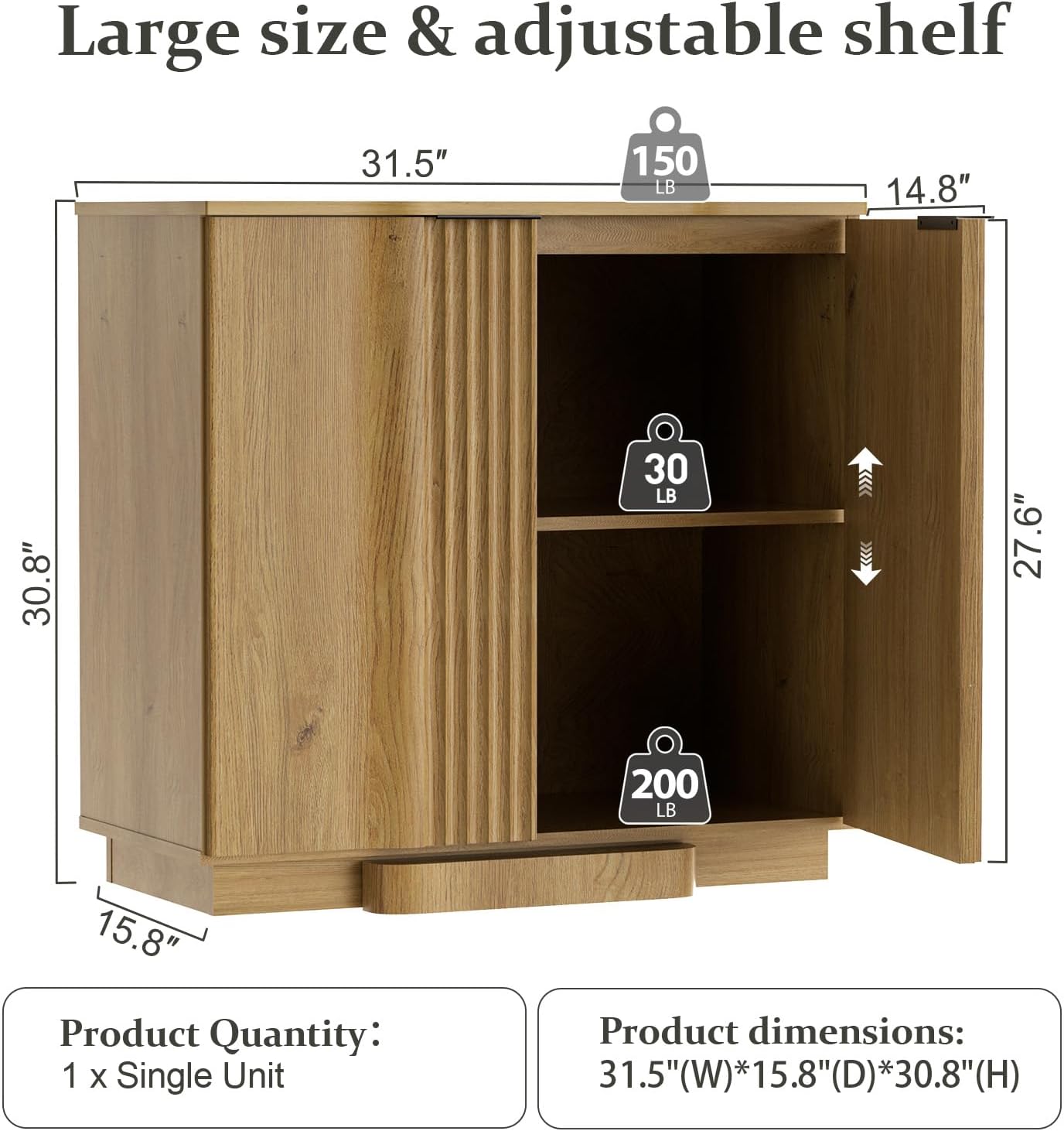 31.5" Modern Buffet Cabinet  With Storage