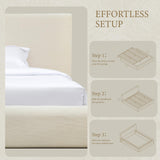 Yechen Cloud Bed Frame | Ribbed Chenille Upholstered Bed with 5.9" Padded Headboard | Queen & King