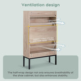 Wooden Entryway Shoe Cabinet with Rattan Doors