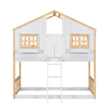 Twin over Twin House Bunk Bed with Roof