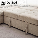 Yechen 123" U-Shaped Sectional Sleeper Sofa with Pull-Out Bed & Storage Chaise, 6-Seater