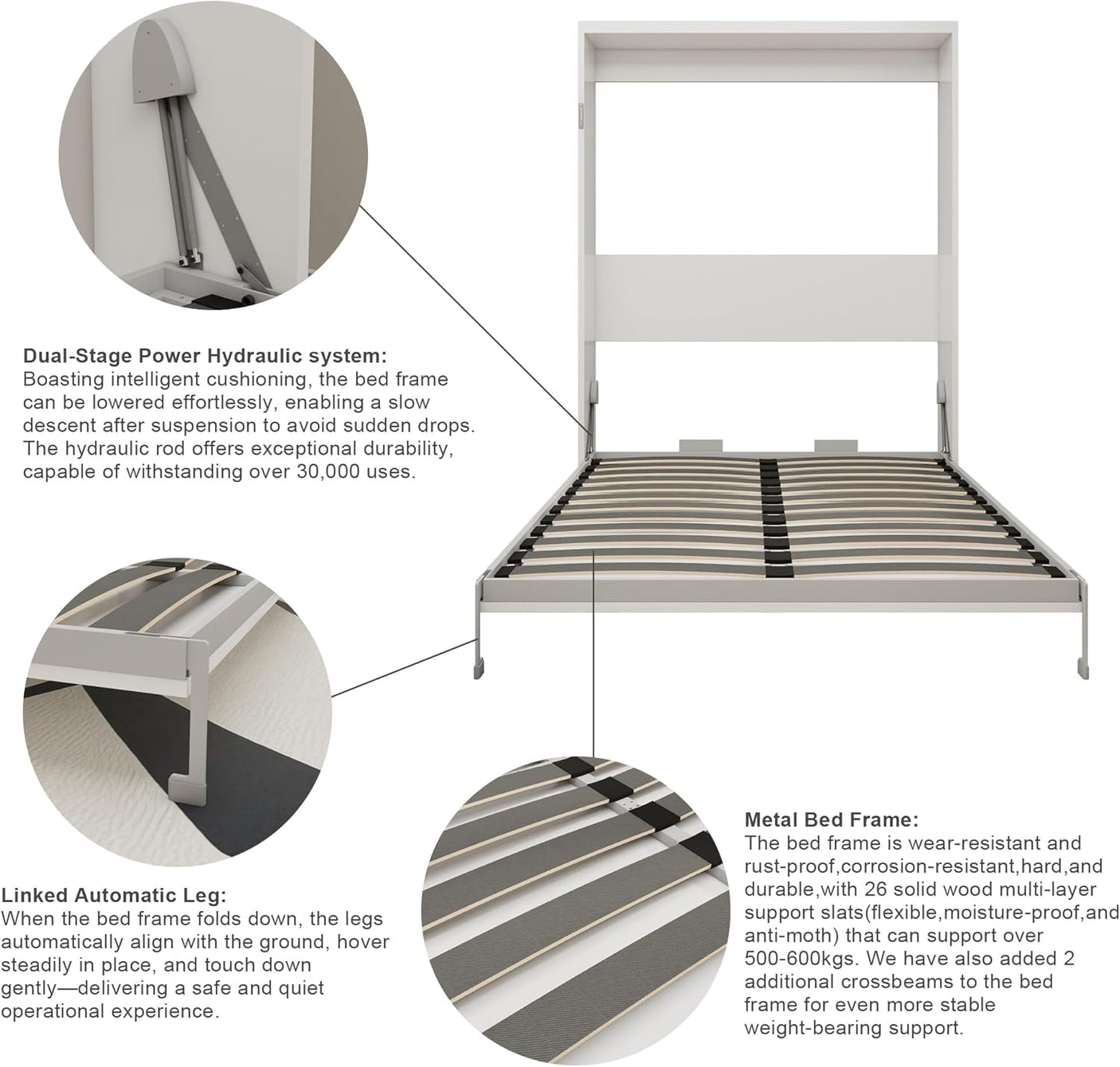 Queen Size Murphy Bed with Desk | Space-Saving Foldable Wall Bed | Yechen Home