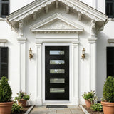 YECHEN 36" x 80" Fiberglass Pre-Hung Front Door, Contemporary Black Entry Door with Frosted Privacy Glass (Left/Right Hand Inswing)