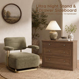 31.5" Oversized Nightstand with 3 Drawers | Light Oak, Ivory White & Walnut