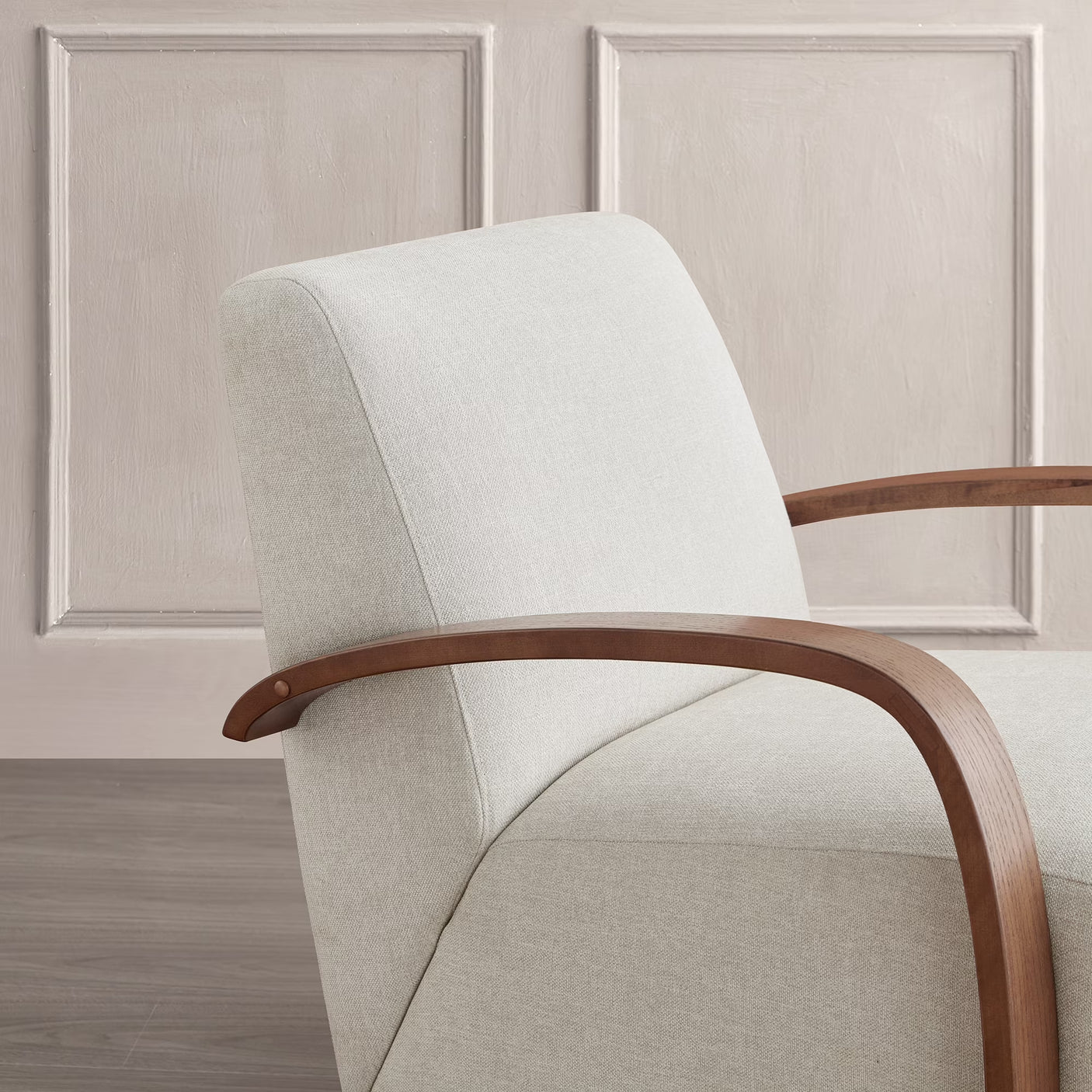 Wood Armrest Single Swivel Sofa Chair
