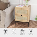 Boho Rattan Drawers Sidetable Nightstand 2 Packs