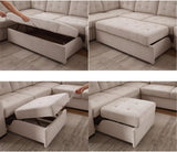 149'' Oversized Large Sectional Sleeper Sofa with Pull Out Bed & Cuddler | 7-Seater L-Shaped Sectional Couch with Chaise Lounge