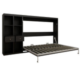 Queen Horizontal Murphy Bed with Storage Cabinets – Black