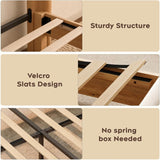 Yechen Wingback Bed Frame | Boucle & Solid Pine | Queen | No Box Spring | Off White