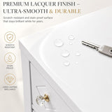 Yechen 3-Drawer Nightstand with USB-C & AC Outlets | Crystal Handles | White & Black
