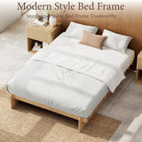 Platform Bed Frame with Dovetail Joinery – 10-Min Assembly, Wood Slats, No Box Spring, Natural| Walnut