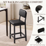 5-Piece Counter Height Dining Set | Marble-Look Top, Padded Chairs, Black