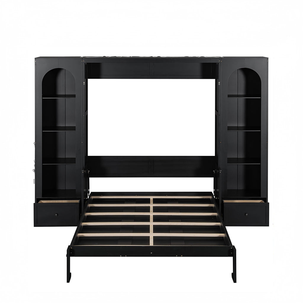 88"H Queen Size Murphy Platform Bed with Shelf