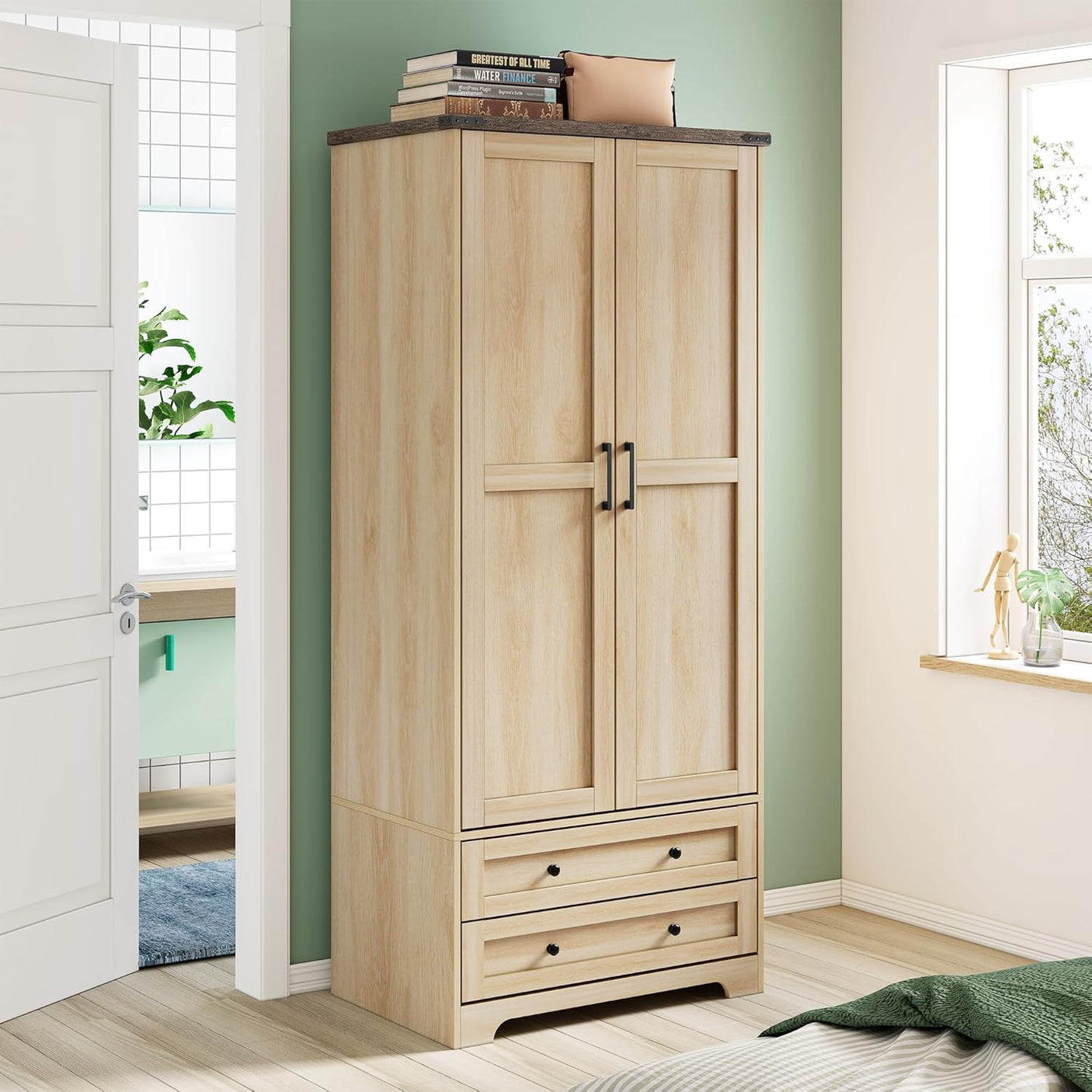 71" Modern Wooden Armoire Wardrobe Closet