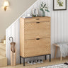 Slim Entryway Shoe Organizer with Half linear Circle Doors