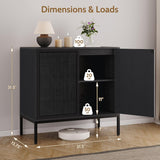 Sideboard Cabinet with Natural Rattan Decorated Doors