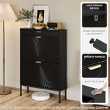 Slim Entryway Shoe Organizer with Half-Circle Doors