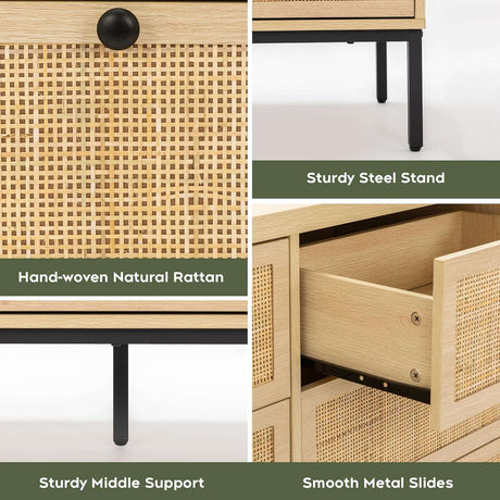 59" Wide Natural Rattan 9 Drawer Dresser