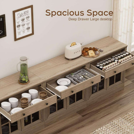 31.5” W Farmhouse Sideboard Cabinet with Drawer & Glass Doors