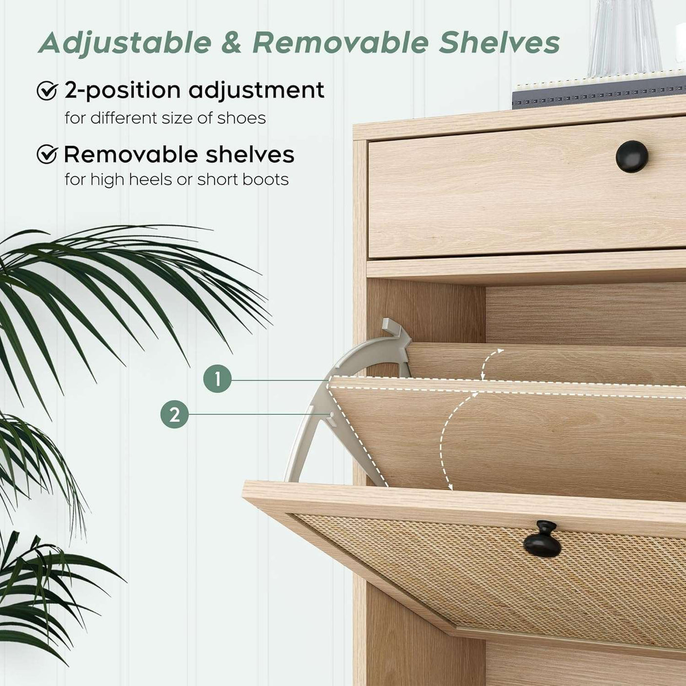 Freestanding Shoe Cabinet with 4 Flip Drawers