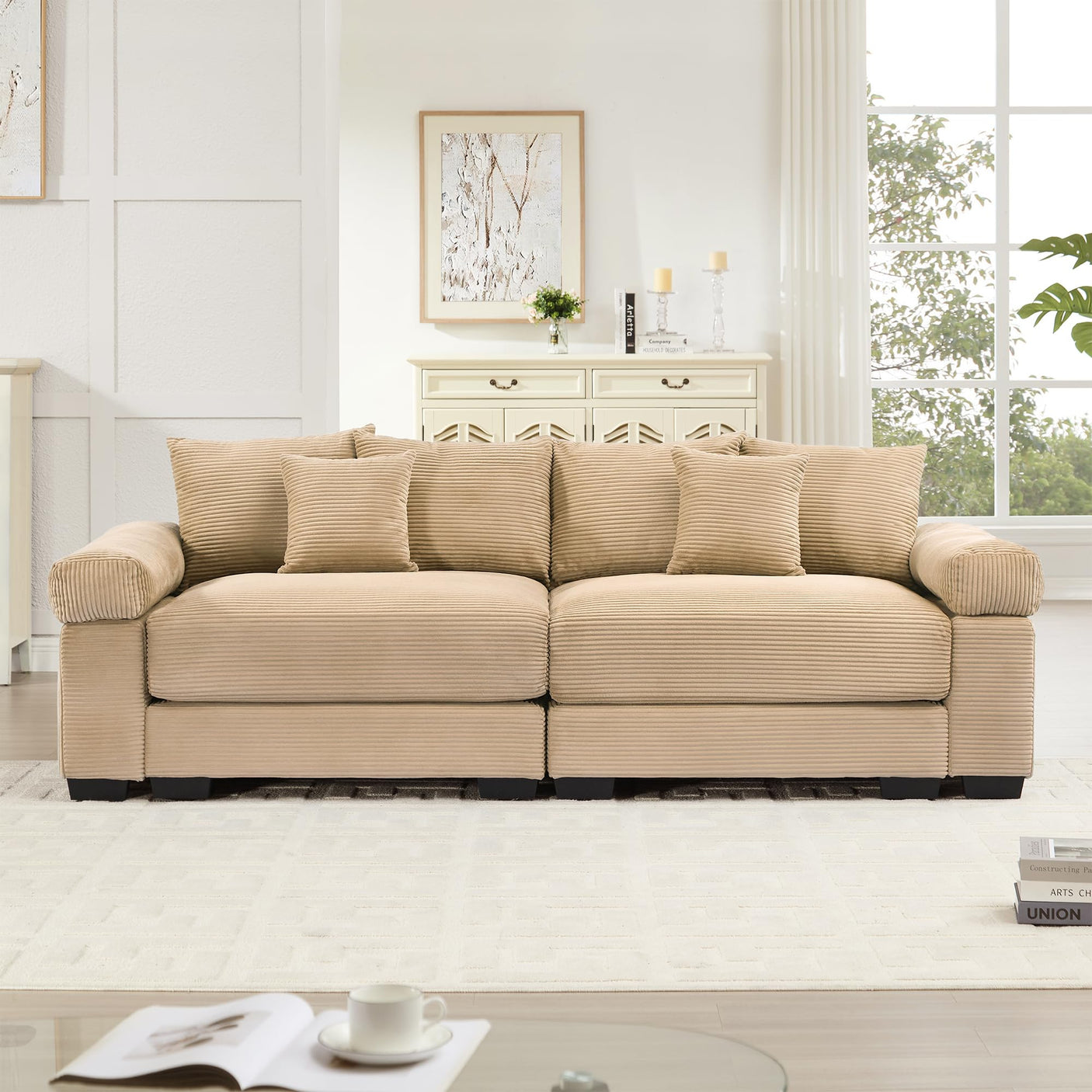 54" Oversized Corduroy Modular Sectional Sofa - Premium Comfort with High-Density Foam & Flexible Design