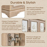 63" Farmhouse Accent Sideboard Buffet Cabinet with Painted 3D Decorative Doors