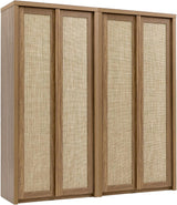 Yechen 67" Tall Rattan Pantry Cabinet with Adjustable Shelves, Dark Walnut/Natural Walnut