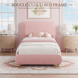 Boucle Fabric Cloud Bed Frame with Round Corner Headboard