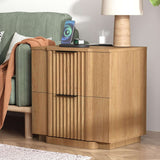 Fluted Nightstand with Charging Station
