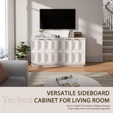 Yechen 59" Walnut Sideboard – Modern 3D Geometric Buffet Cabinet